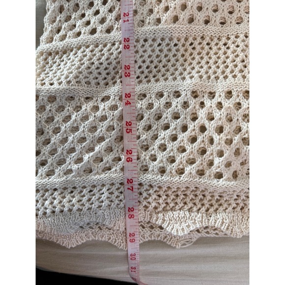 Boho Crochet Open Knit Sweater Cream Oversized Beachy S M - Picture 9 of 9